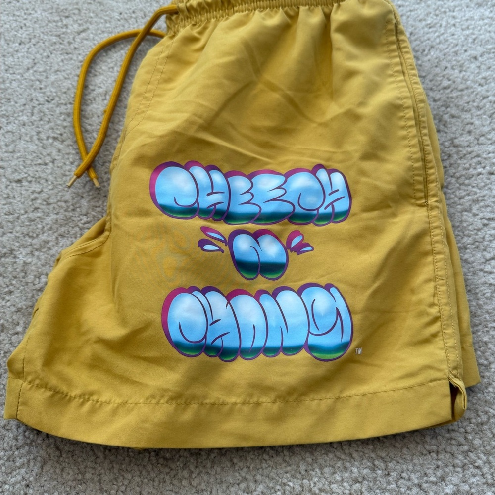 Yellow & Blue Cheech & Chong Swim Shorts, Size M, Gently Used Trunks